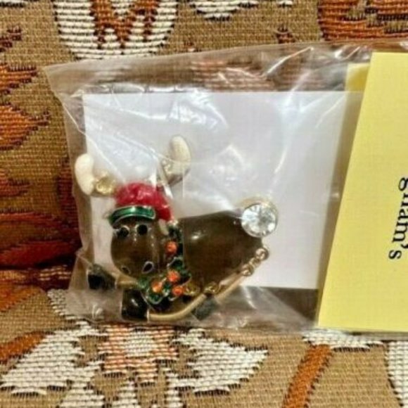 CUTE CHRISTMAS MOOSE & SPRINGY LEGS NEW MRP $14 Brooch pin - Picture 2 of 3